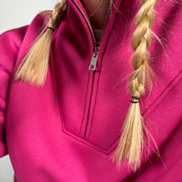 Load image into Gallery viewer, Limited Edition r.e.b.l Signature Cranberry Luxe Quarter Zip Pullover
