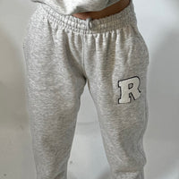 Load image into Gallery viewer, r.e.b.l Grey Signature Luxe University Style Joggers
