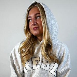 r.e.b.l Grey Signature Luxe University Style Hoodie