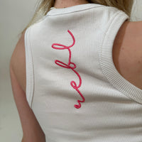 Load image into Gallery viewer, The r.e.b.l Racer&#39;s - Luxe White Racerback Vest Top
