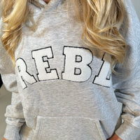 Load image into Gallery viewer, r.e.b.l Grey Signature Luxe University Style Hoodie
